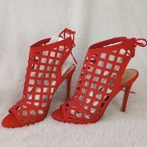 Express Red bootie heels size 8